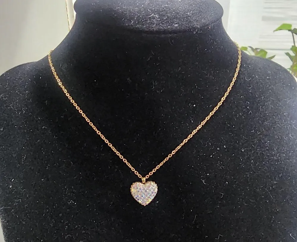 Dainty Gold Stainless Steel Chain And AB Heart Charm Pendant - Image 4