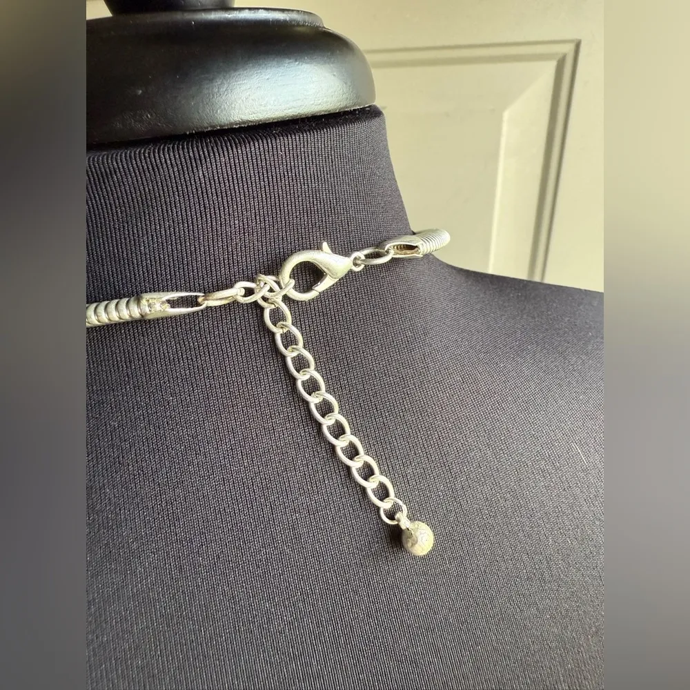 Vintage Y2K western turquoise choker slink necklace Silver - Image 6