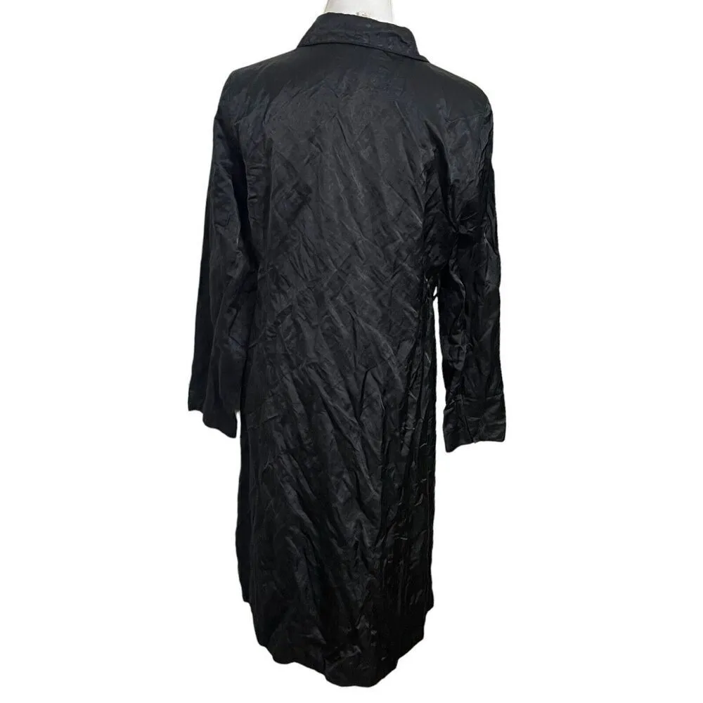 Eileen Fisher Rumpled Trench Coat Women’s Size Small Black Cotton Nylon Metallic - Image 7