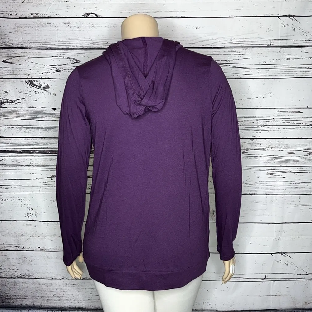 Gap NWT Size XL Purple Cotton/Modal Blend Kangaroo Pocket Hooded Shirt Top - Image 4