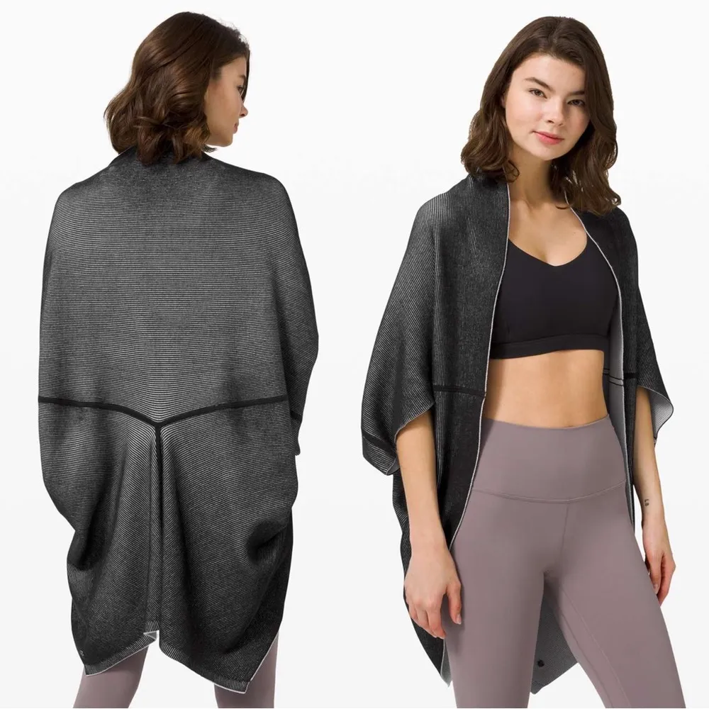 Lululemon • Exaltation Wrap reversible shrug Black Stargaze cotton silk knit - Image 5