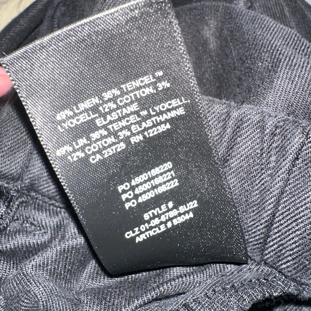 Aritzia Babaton Black Linen Blend High Rise Pull On‎ Pants EUC Size XS - Image 6