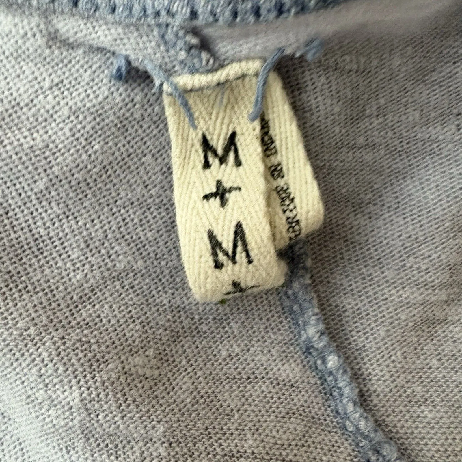 We The Free People Puff Sleeve Top  Baby Blue Linen Beach Boho Pastel Sz Medium - Image 5