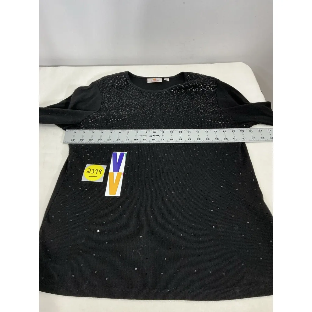 Womans Quaker Factory Large Black/sequins Pullover Sweater - Image 5