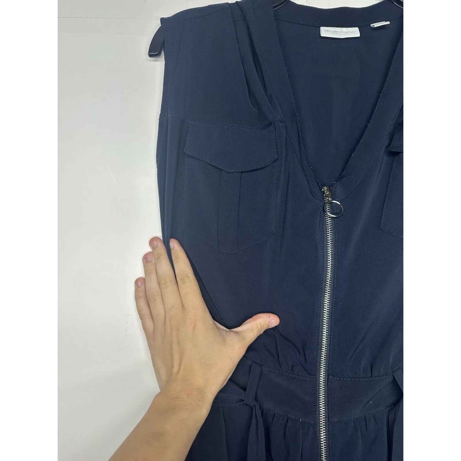 Women's New York & Company Navy Sleeveless Zip - Image 4