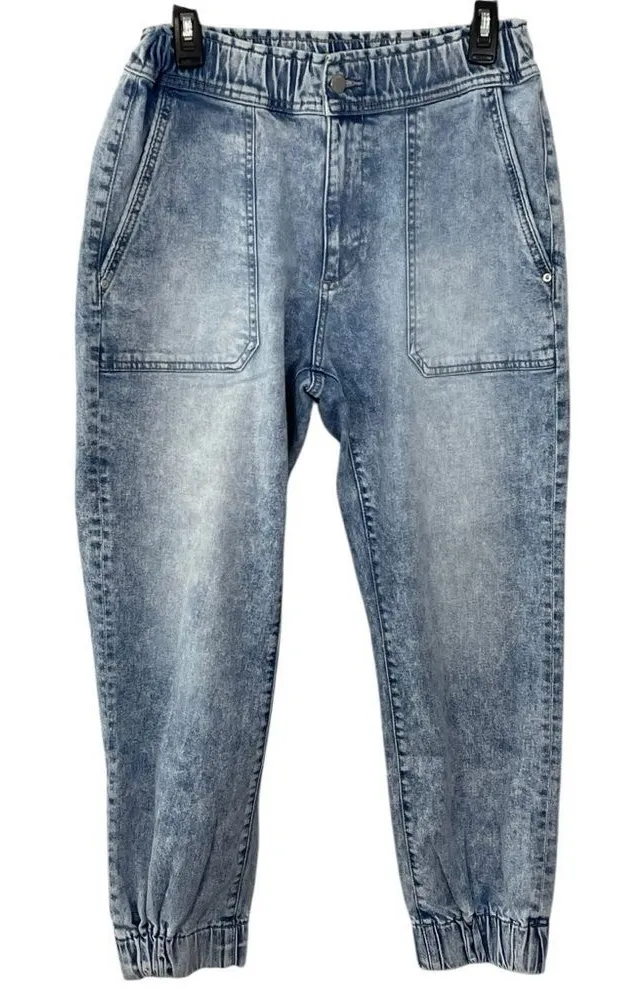 DL1961 Laura Jogger Jeans in Super Light Acid Wash Denim Size 27 - Image 1