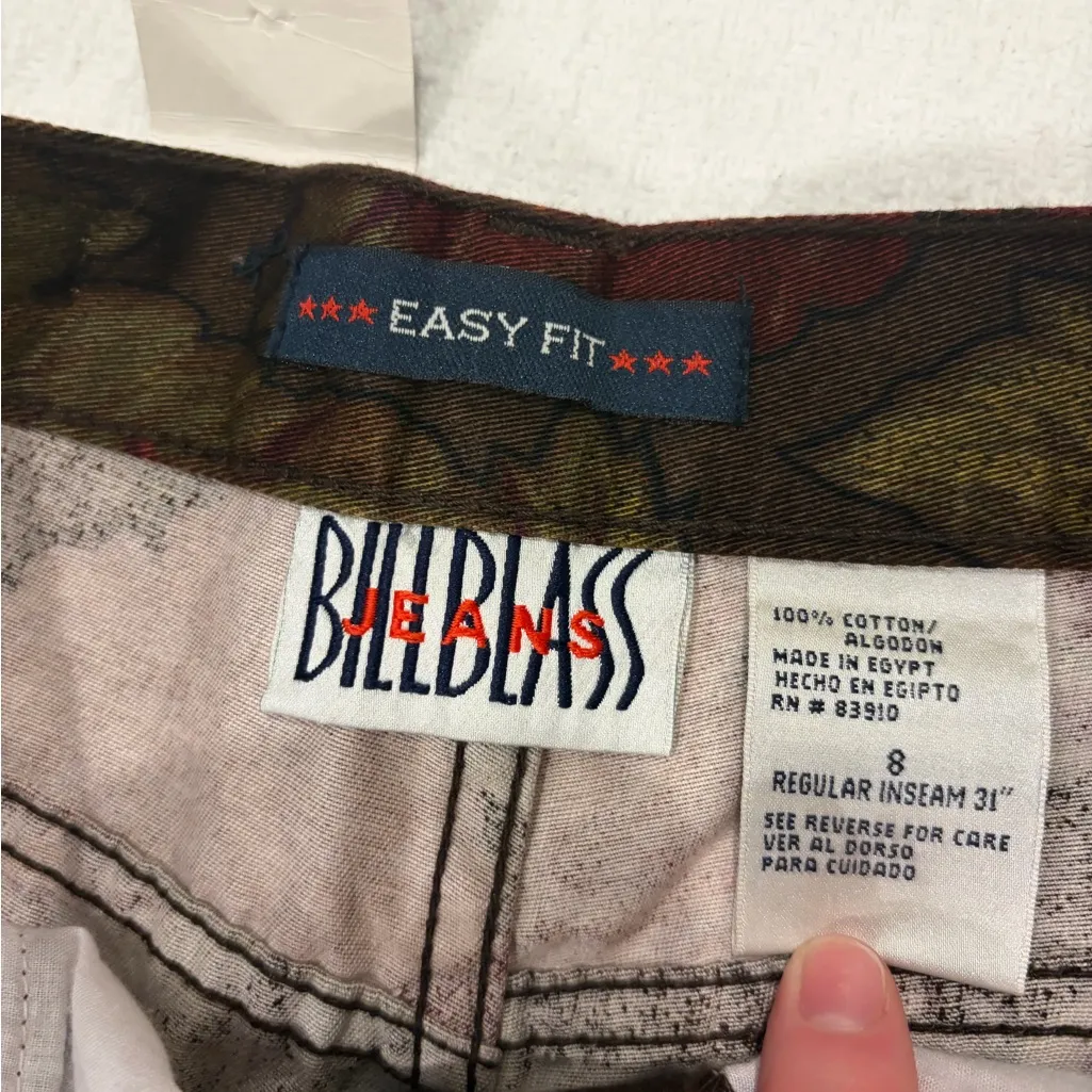 NWT Vintage Bill Blass Easy Fit Retro 90’s Red Rose Print Denim Jeans Size 8 - Image 4
