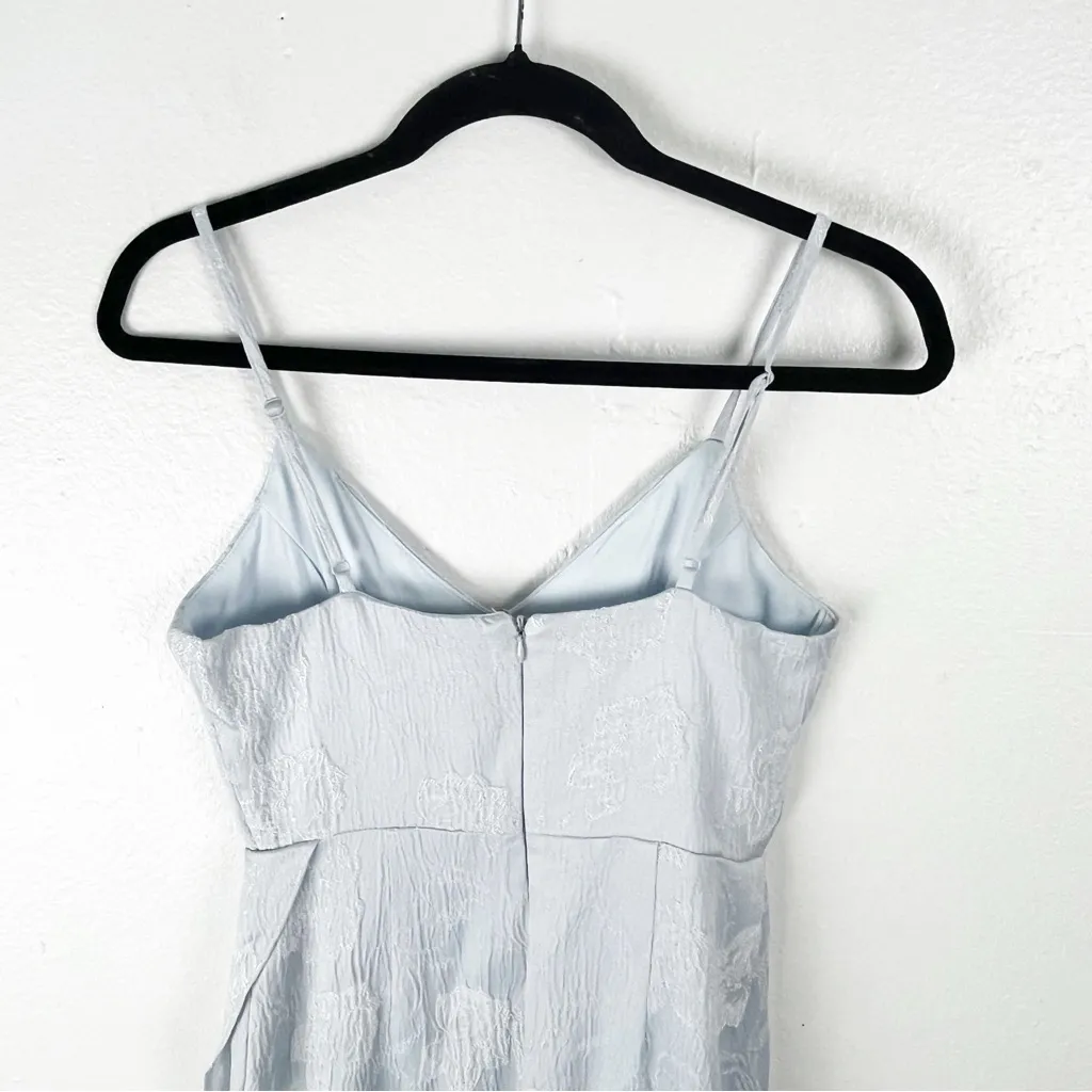 LULUS Truly Exquisite Light Blue Jacquard Tulip Spaghetti Strap Midi Dress Small - Image 11