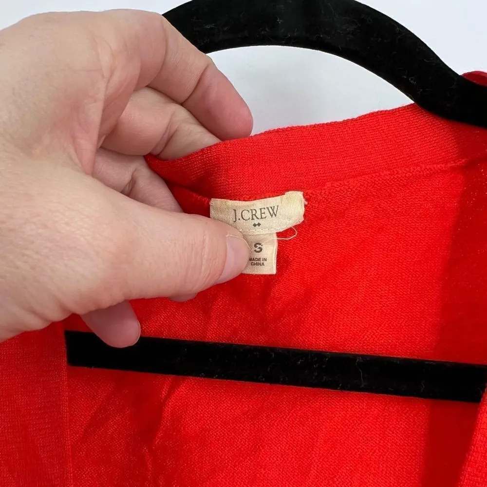 J. Crew Blood Orange Merino‎ Wool Cardigan small button down Red - Image 2