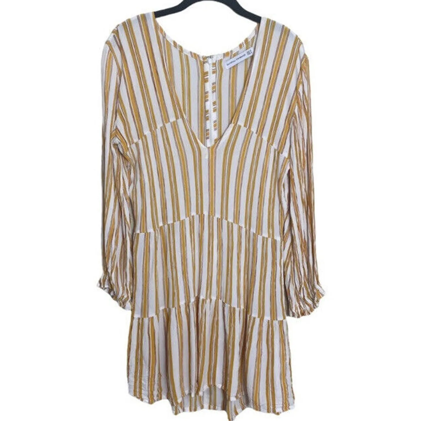 Faithfull the Brand Mini Dress Yellow Striped Long Sleeve - Image 4