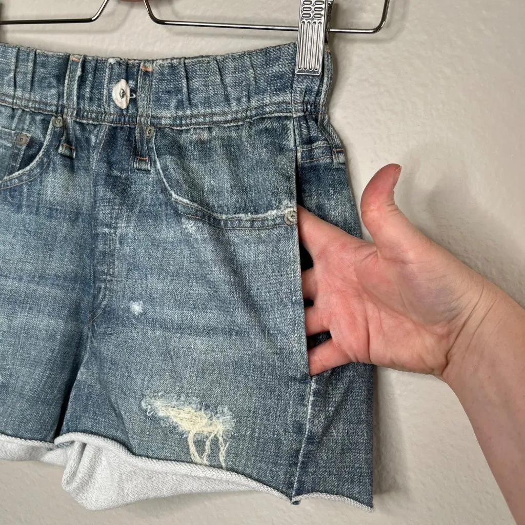 Rag & Bone Womens Miramar Printed Denim pajama terry jean Shorts Size 2XS - Image 5