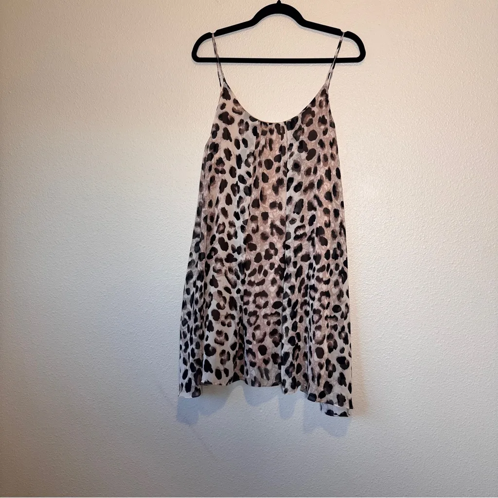 Adrienne Brown Animal Print Babydoll Mini Dress Womens M Sleeveless Casual - Image 2