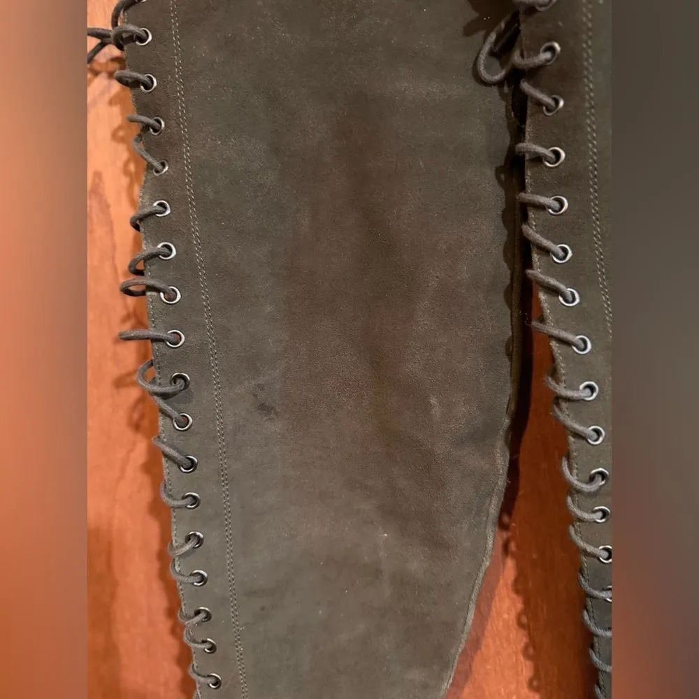 Aldo Women's  Olive ADEASIEN High Heel Laced-Up Thigh Boot size 10 - Image 7