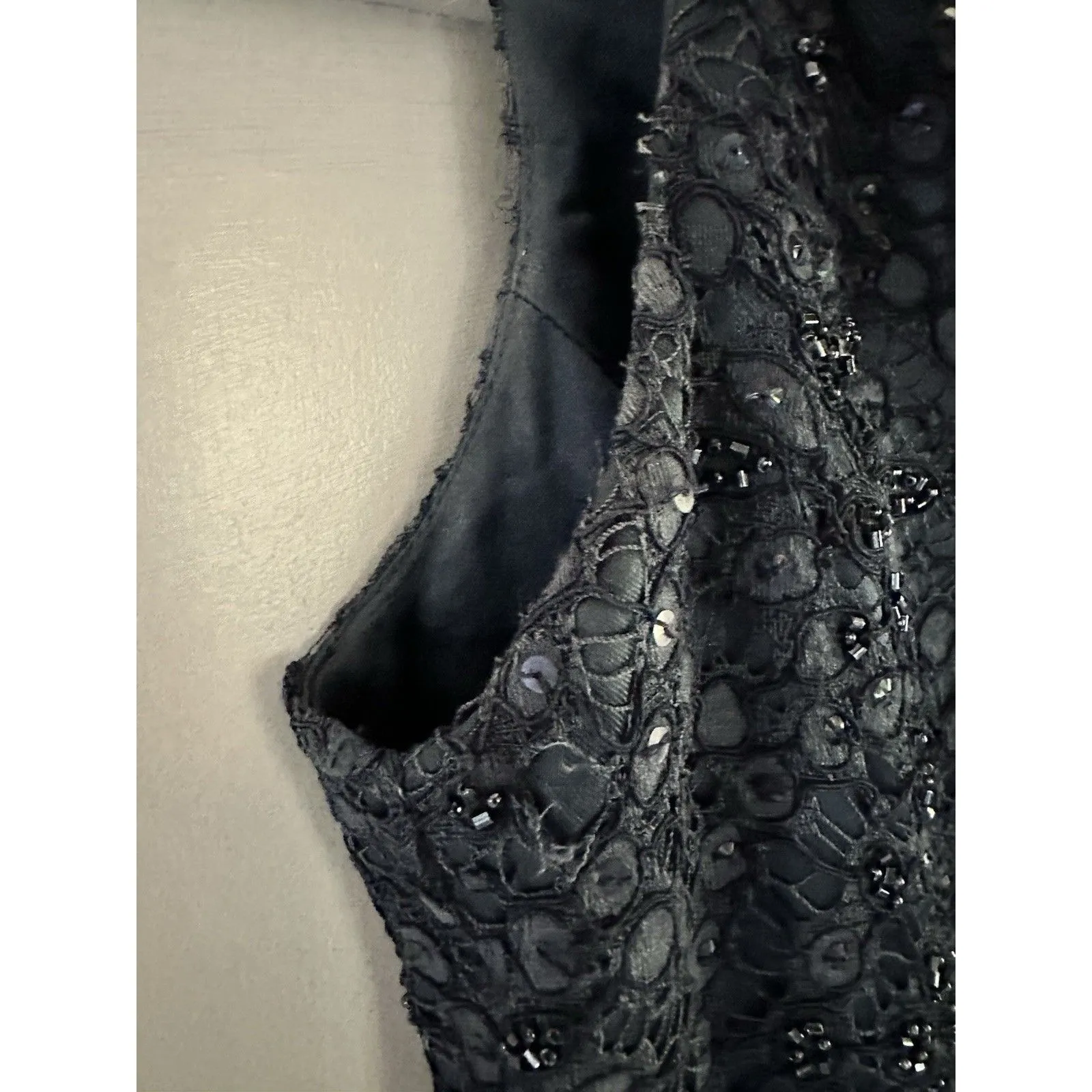 CARMEN MARC VALVO SIGNATURE Blue Beaded Embroidered Midi Cocktail Dress Sz. 10? - Image 9