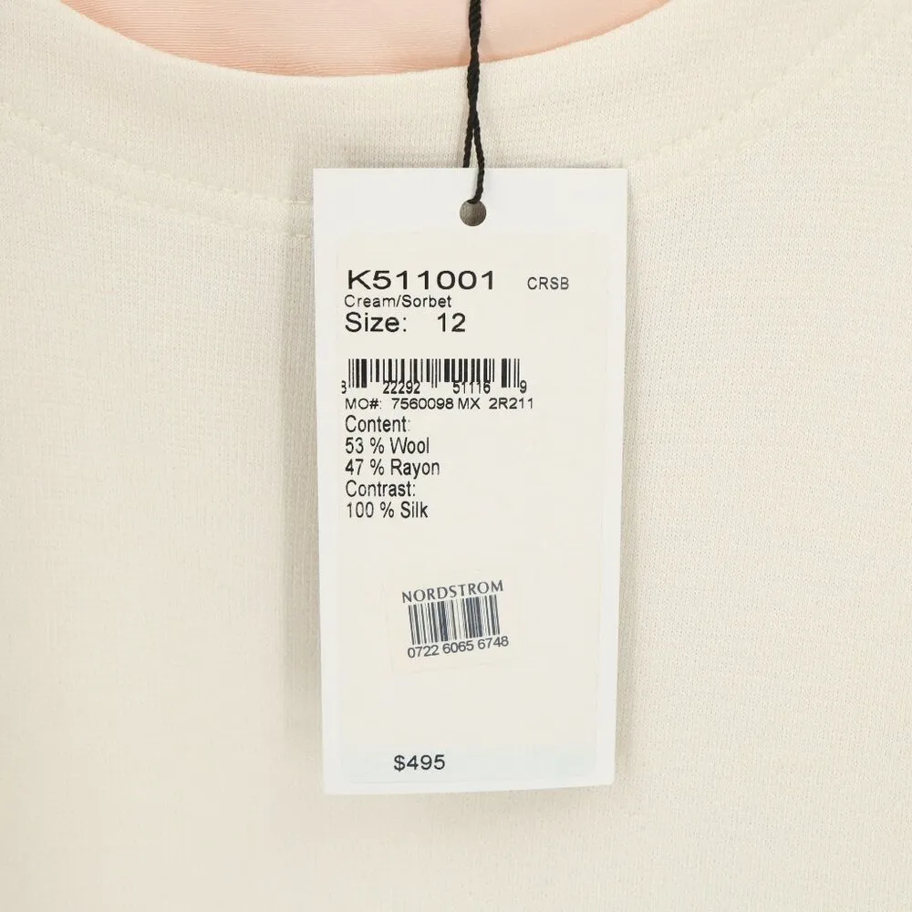 NWT St. John Cream Kit Pink Silk Trim Short Sleeve Tunic Top 12 - Image 6