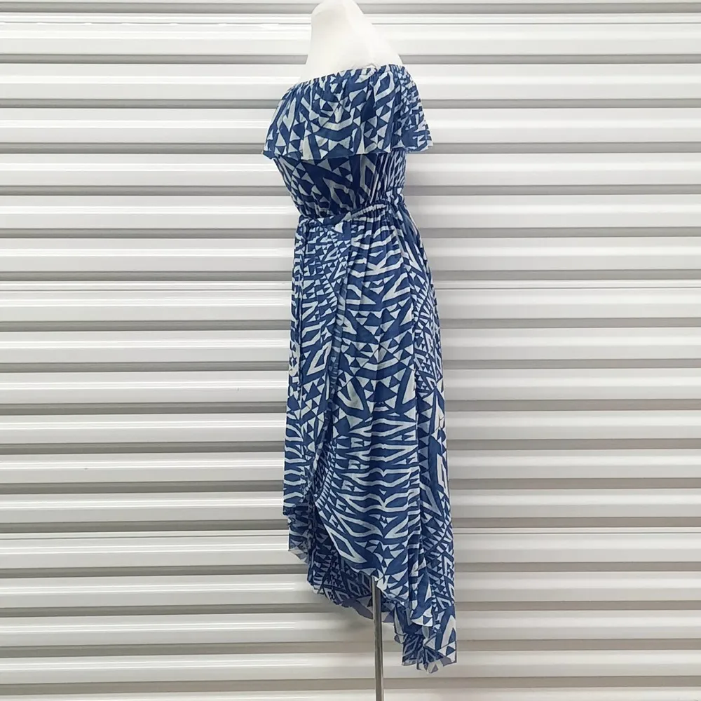 Sweet Pea Dress Womens Small Blue Strapless Faux Wrap Elastic Midi - Image 7