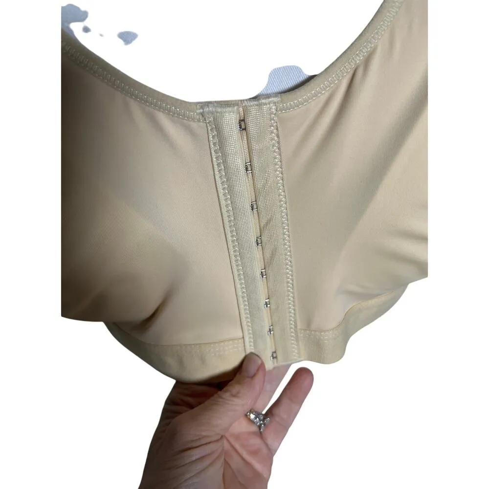 Beige Front Closure Bra 4XL | Wireless Comfort Support | Nylon Spandex Tan Size undefined - Image 10