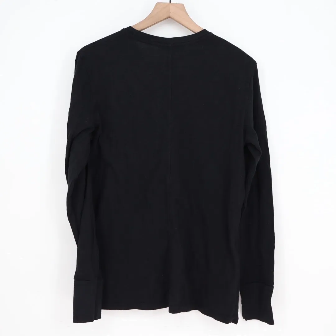 American Giant Womens Black Long Sleeve Crew Neck Cotton T Shirt Size L Size L - Image 5