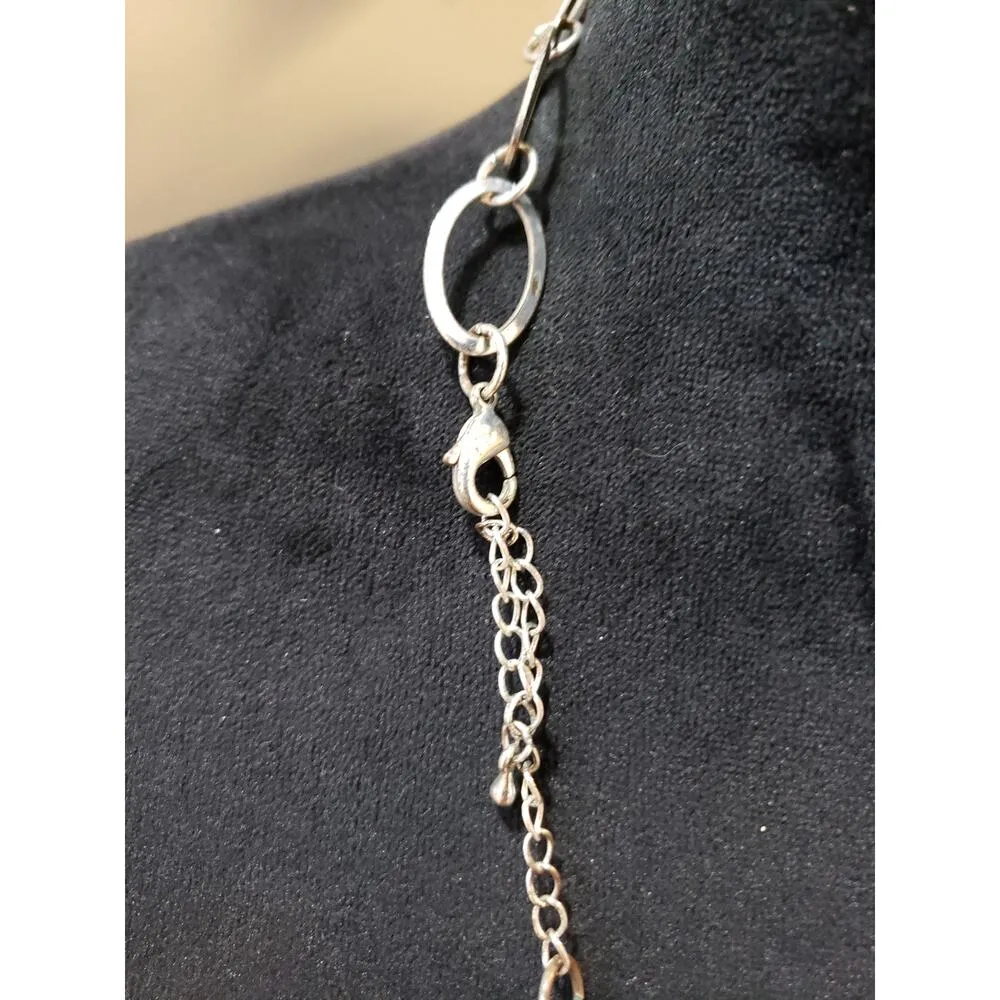 Women's Silver Tone Open Link Chain Necklace Layered Statement Boho Adjustable - Image 6