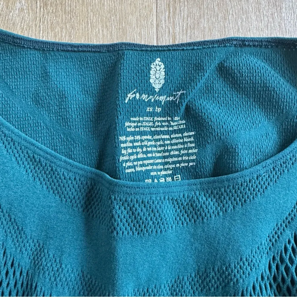 Free People Movement Teal Mesh Crop Top Green Size XS - Image 3