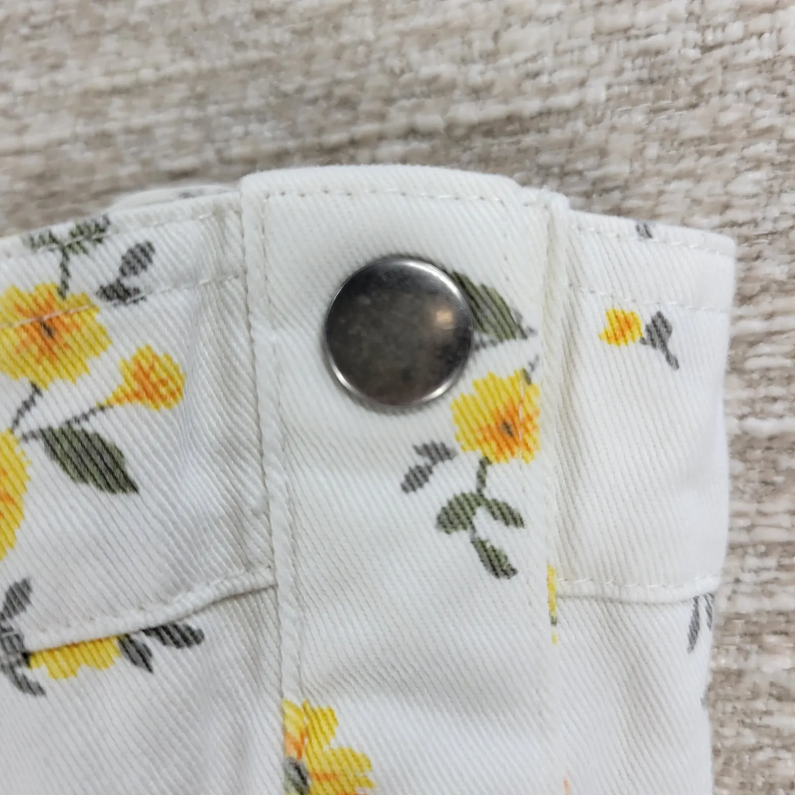 Forever 21 Denim Floral Babydoll Dress Small White Button‎ Down Y2k Cottagecore - Image 11