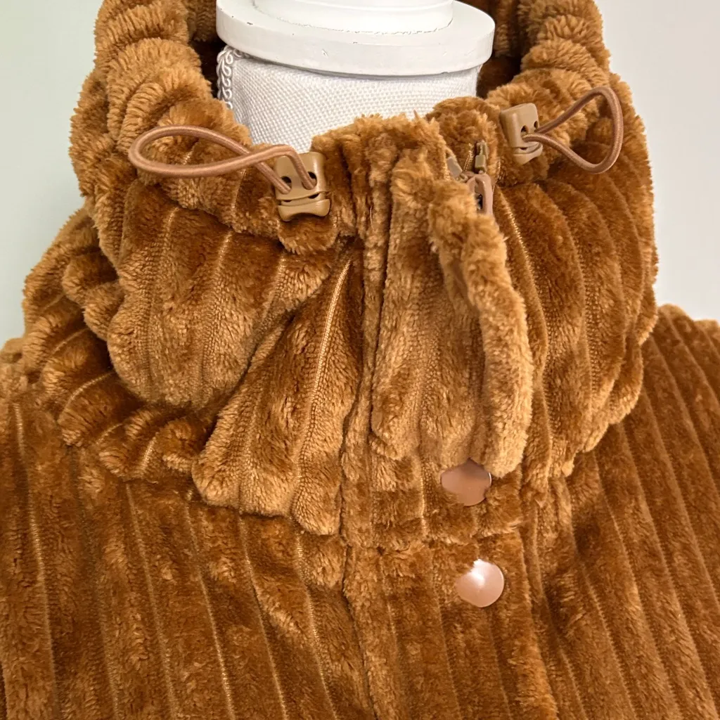 BDG Urban Outfitters Brown Corduroy Velvet Cropped Puffer Coat Jacket Size XS - Image 2