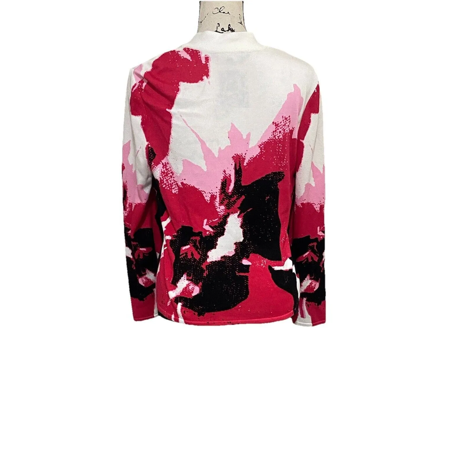 Ming Wang Tailored Fit Pink/Fuchsia/black Knit Sweater Jacket EUC - Image 4