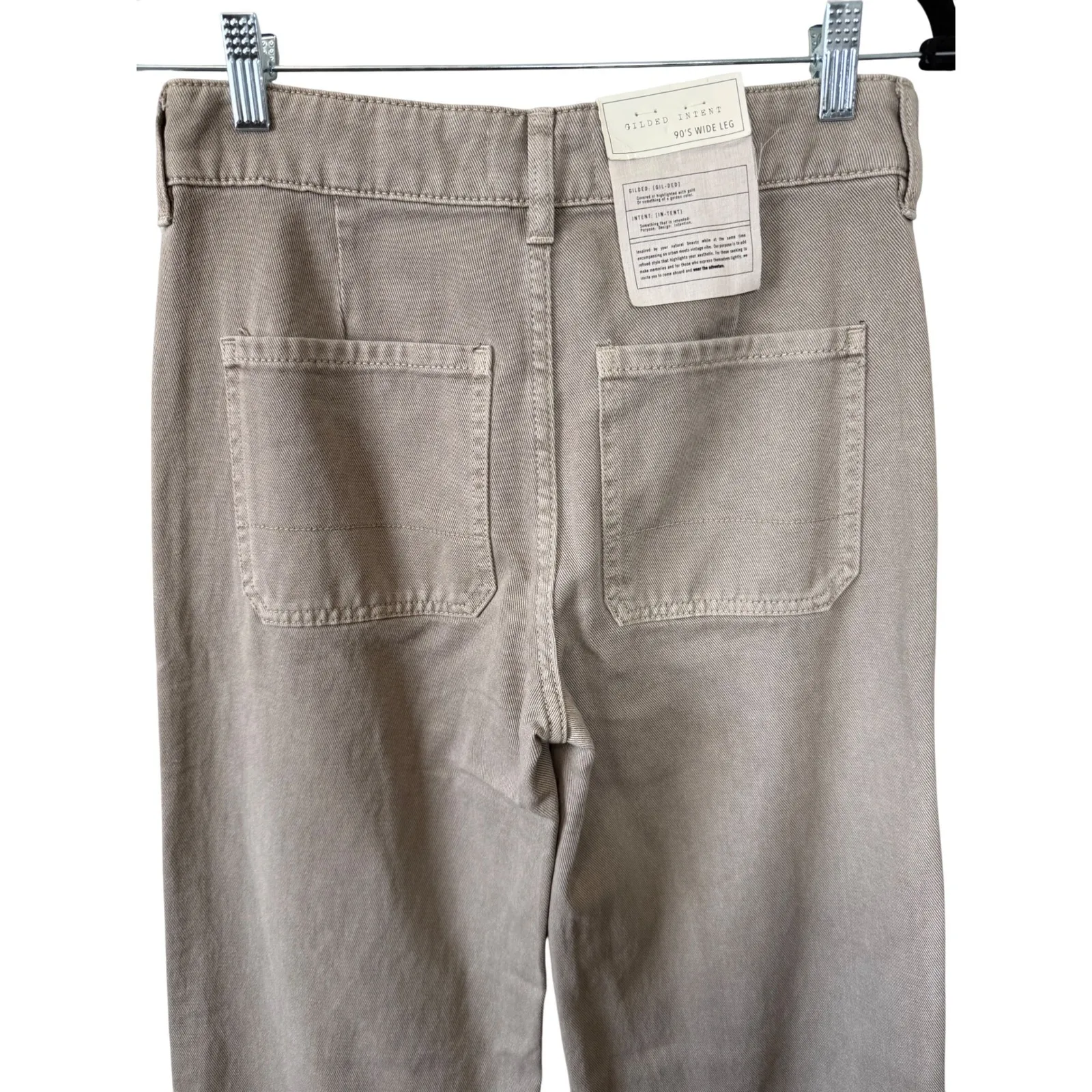 Gilded Intent 90s Wide Leg Pants Khaki Cargo Style Button Fly Size 25x34 - Image 8