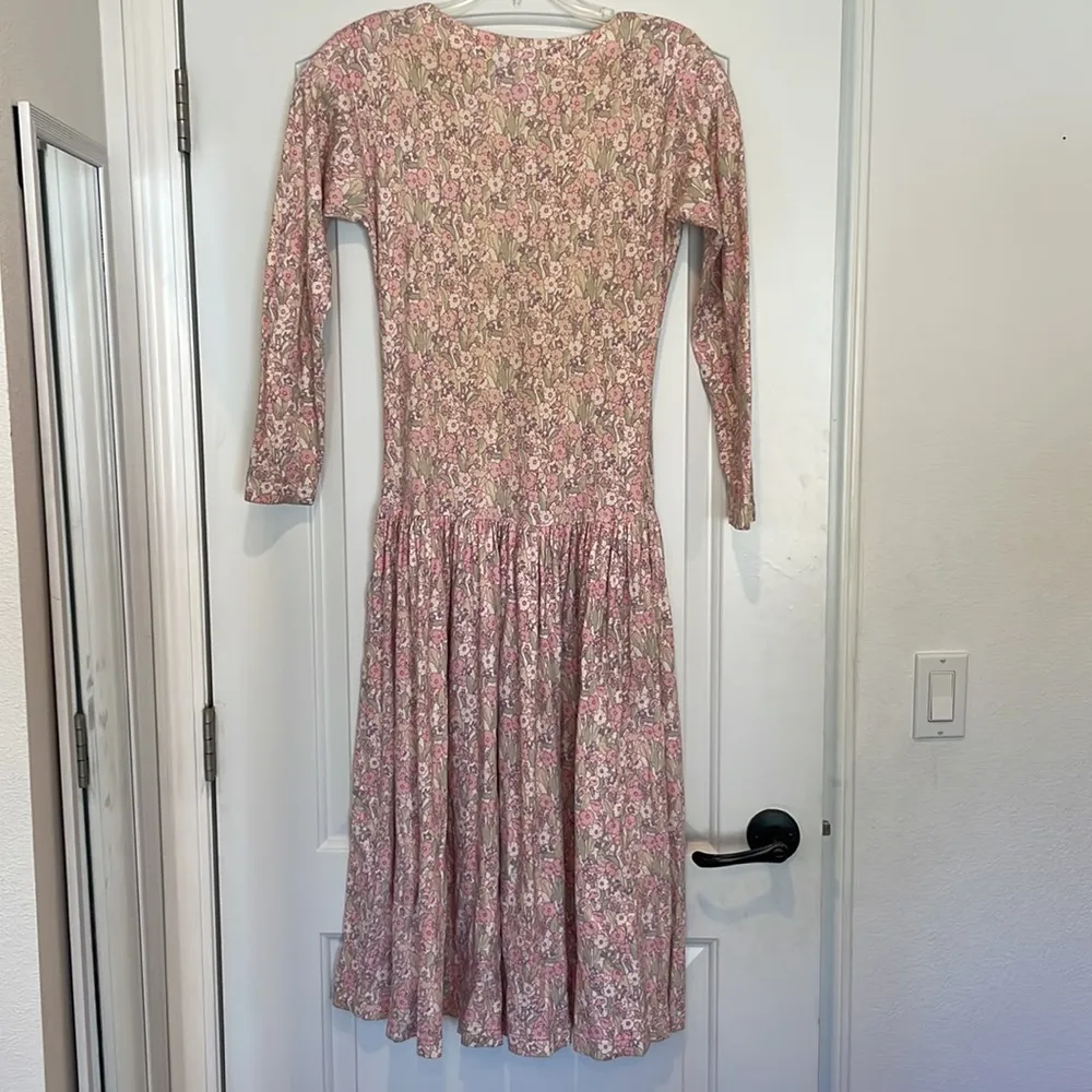 Vintage Adrienne Vittadini Floral Cottogecore Dress Shoulder Pads Sz S - Image 5