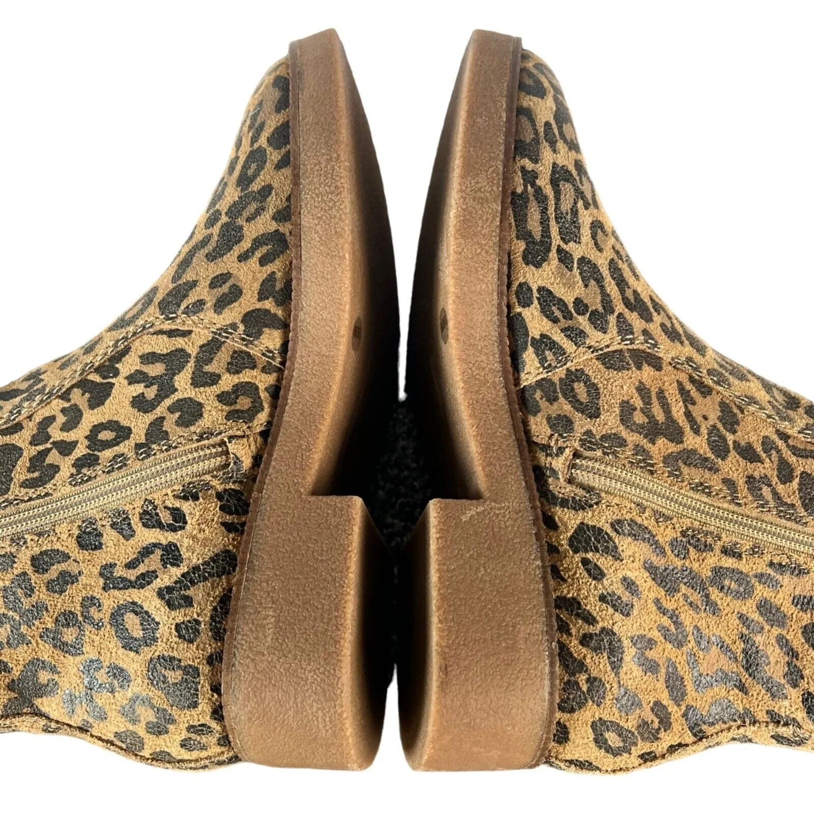 Lucky Brand Ressy Ankle Booties Womens 6M Tan Black Leather Animal Print Boots - Image 8