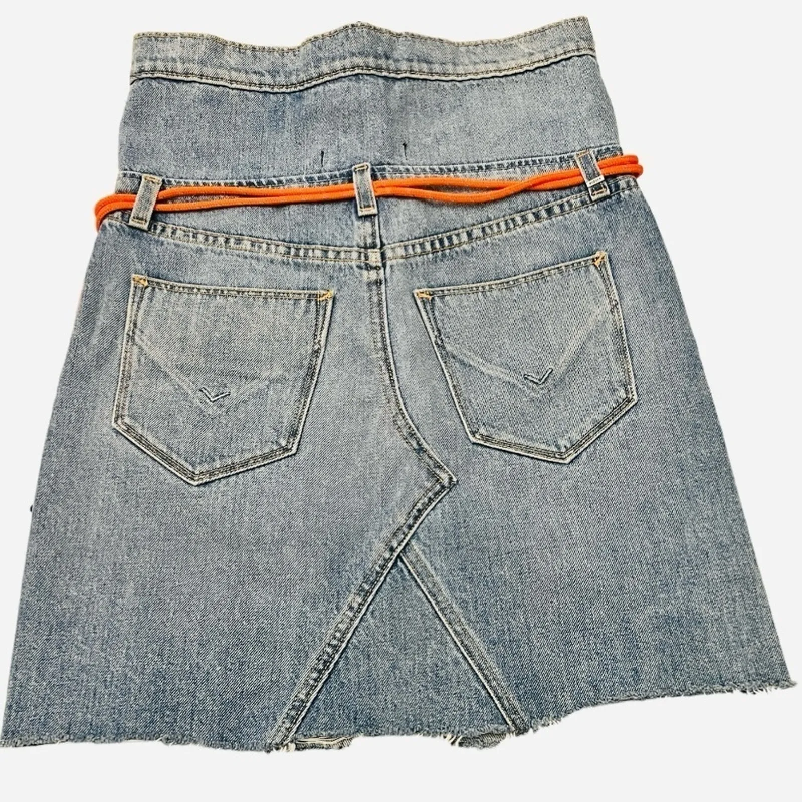 Hudson Women's Sloane Skirt Distressed In Light Blue Size 24 - Image 7