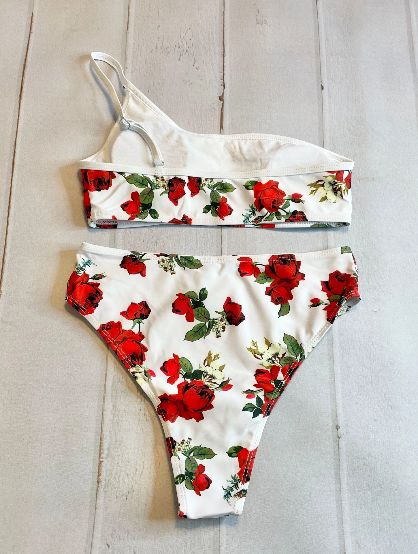 SheIn NWOT -  - Women’s White & Red Floral Bikini Set - Image 10