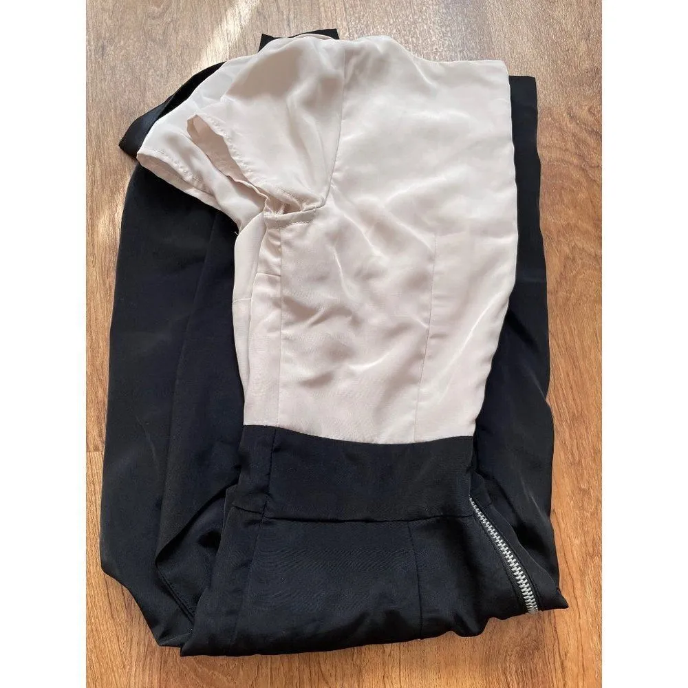 H&M light pink and black color block pleated dress Sz 4 - Image 5