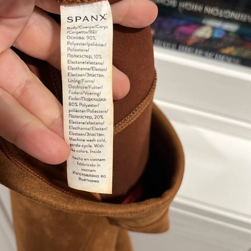 SPANX On the Go Slim Straight Ankle Pant/Legging, Camel, Suede, Size SP - Image 8