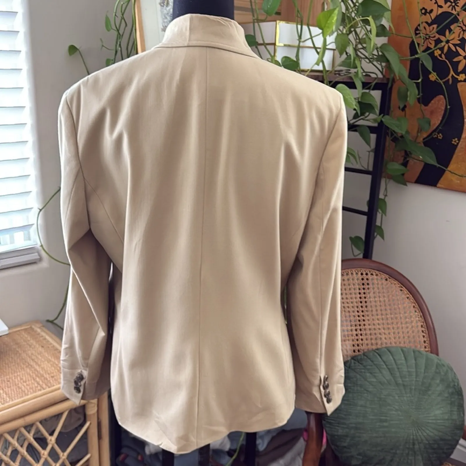 Lauren Ralph Lauren Tan Button Up Wool Blend Blazer Suit Jacket - Image 2