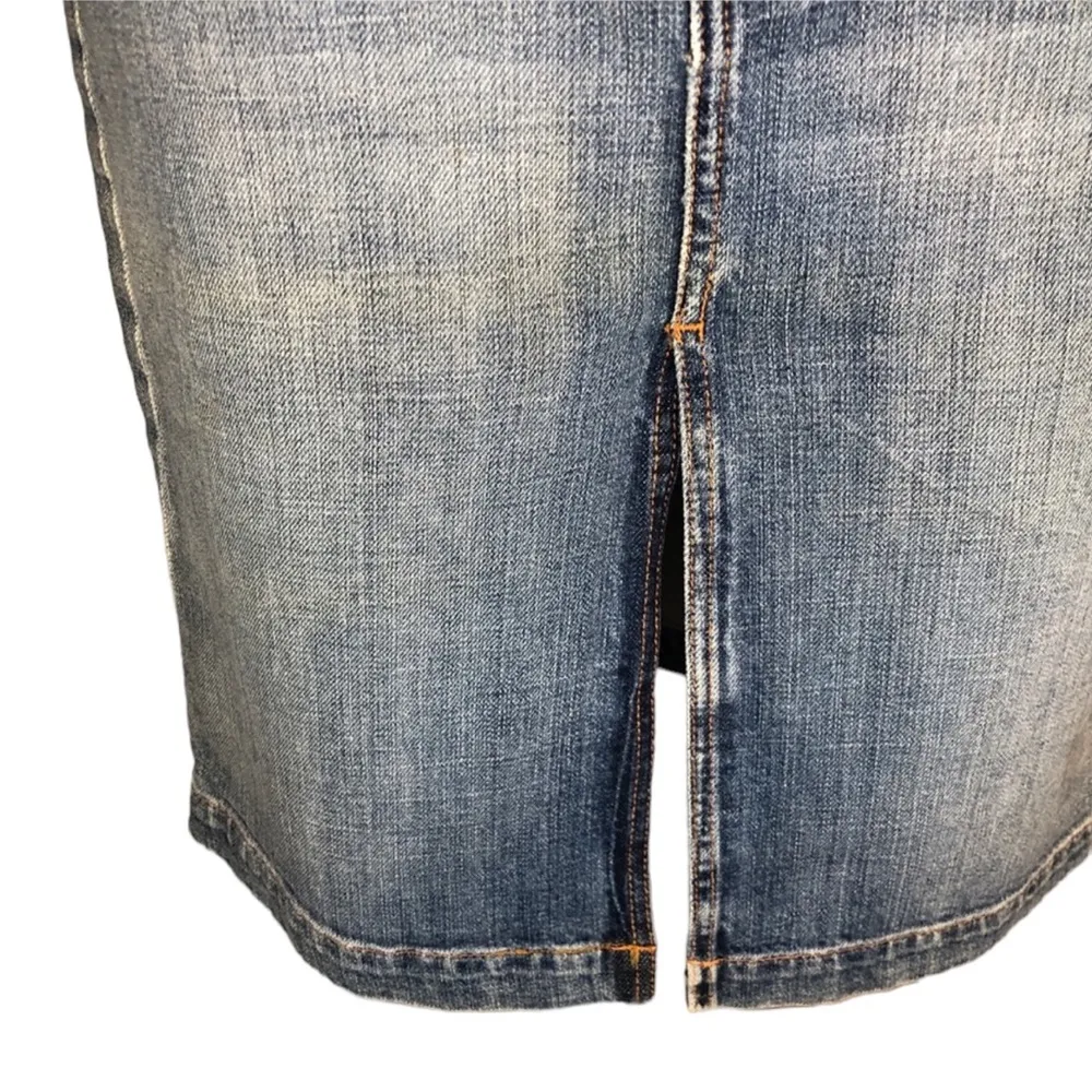 7 For All Mankind Slit Front Kaia Denim Midi Blue Jean Skirt 26 or size 2 - Image 6