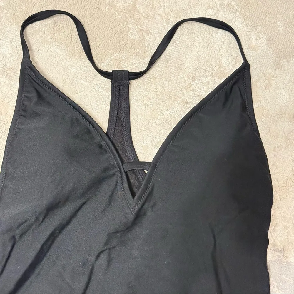 Express Swim Black Deep V T Back Side Caged One Piece Swimsuit Size Small - Image 2