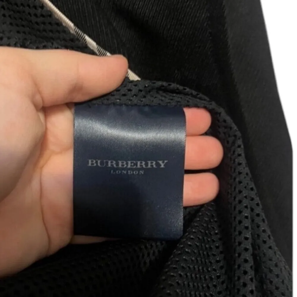 Burberry London Wool Blazer Nylon Pockets Black Womens 4 - Image 6