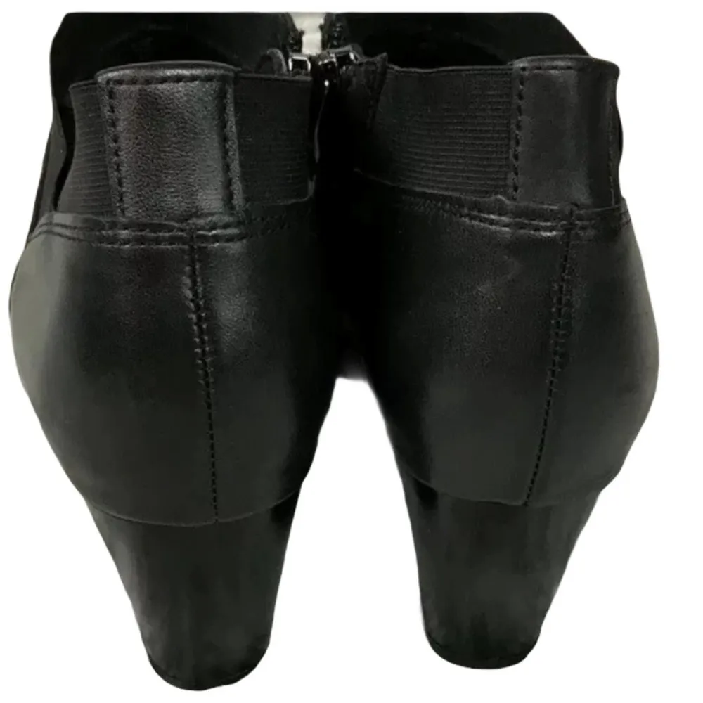 ARA Suede Black Booties Almond Toe Side Zipper Block Leather Heels Torrence 10 - Image 9