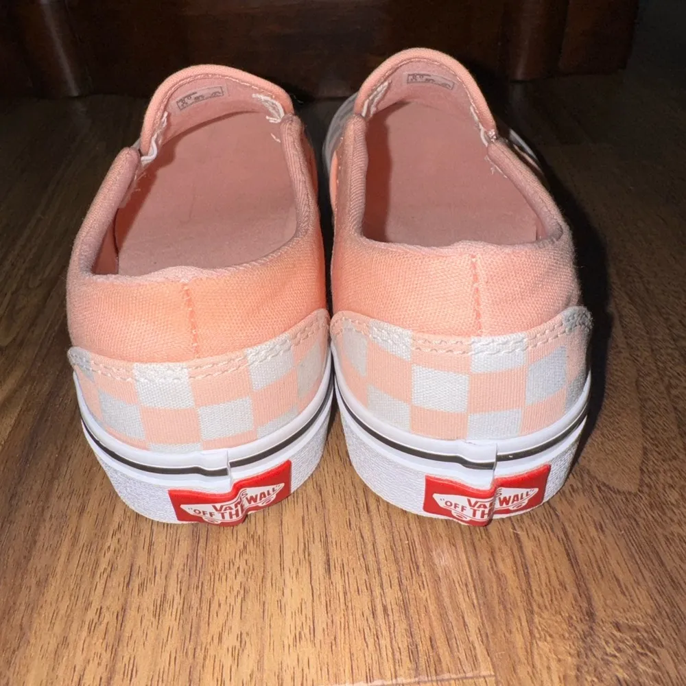 Peach Slip-On Checkerboard Vans - Image 2