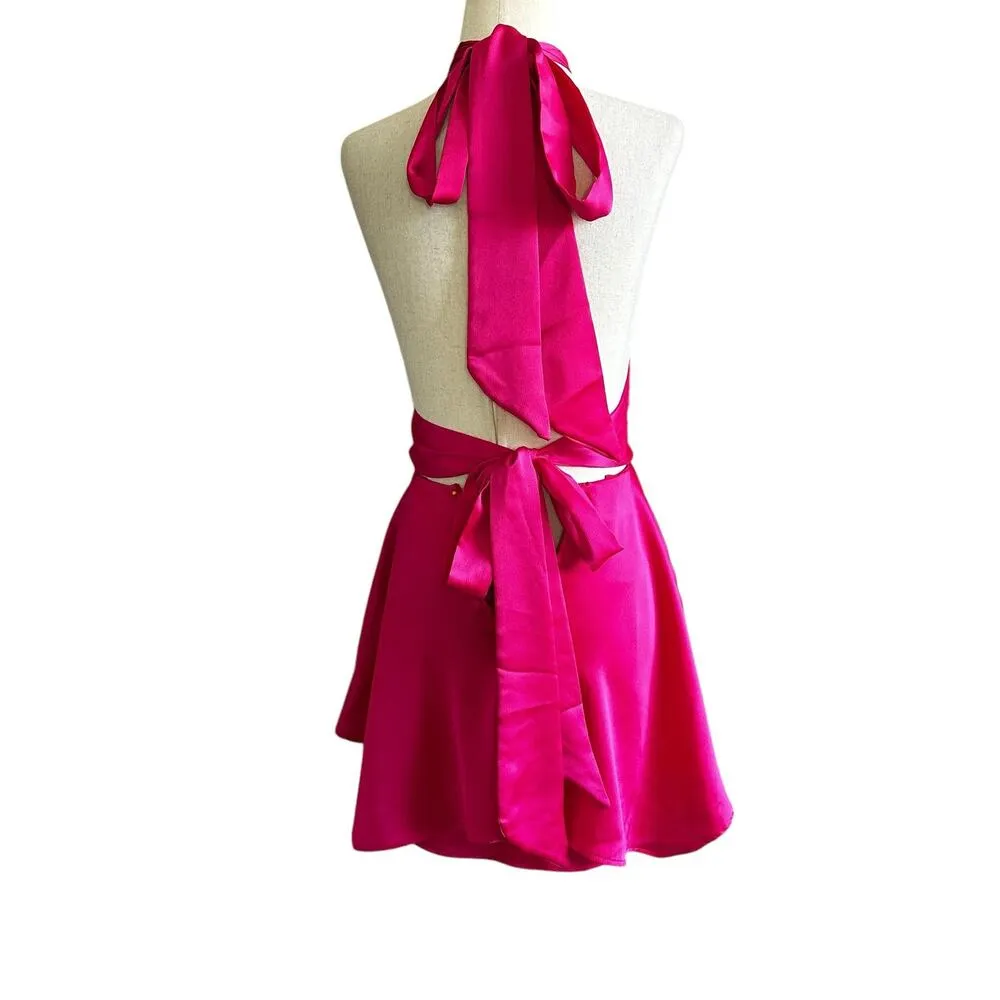 Lucy in the Sky Pink Halter Fit & Flare Mini Dress Women Size XS | 49-9 - Image 2