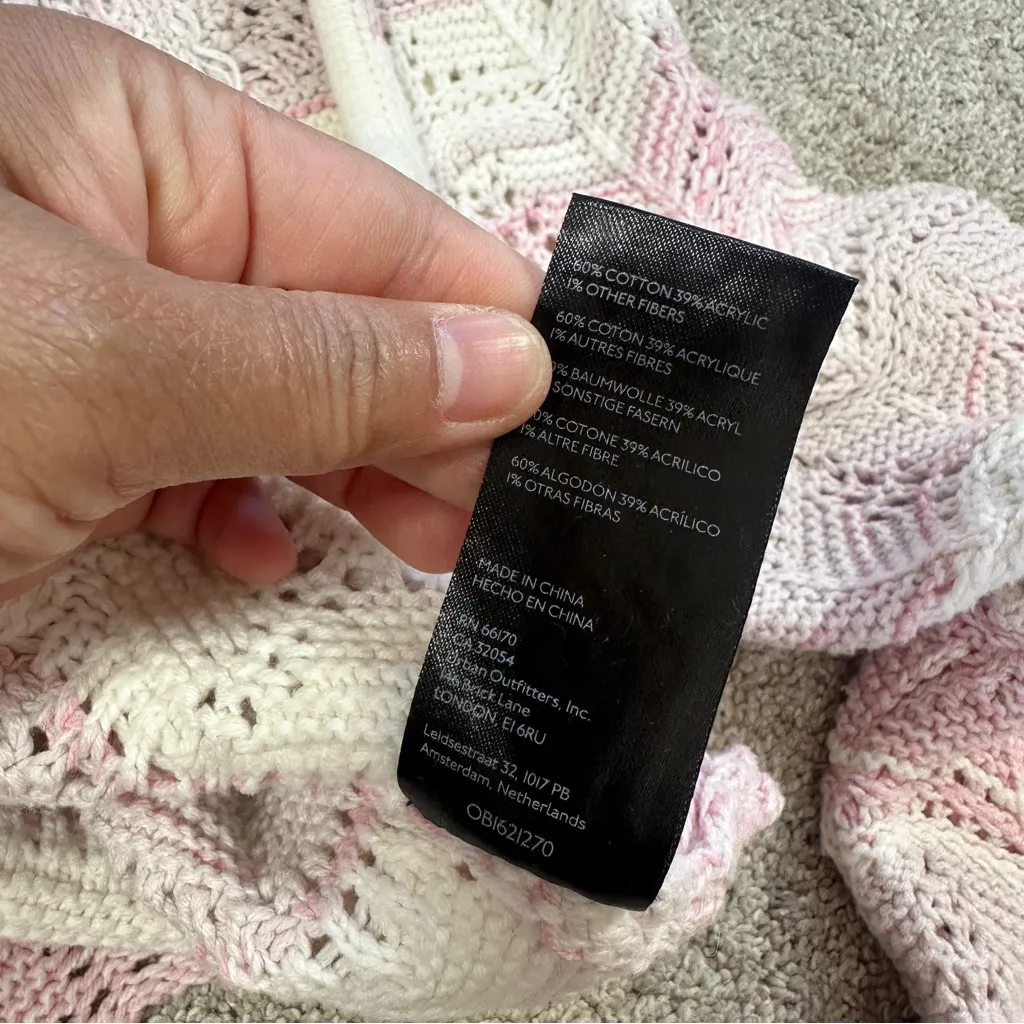 Urban Outfitters Women’s Blaire Crochet Square Neck Sweater Cropped in Pink S - Image 11