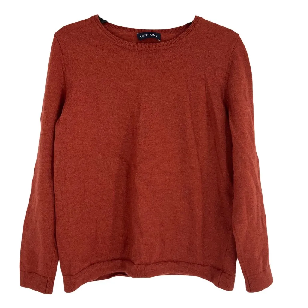 Womens Rust Red Knittons Extra Fine Merino Wool Sweater XL Classic casual stretc - Image 1