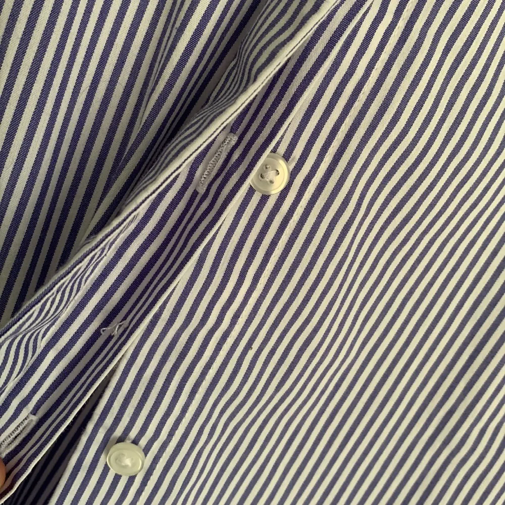 HALOGEN Pinstripe Embroidered Blouse Size: M - Image 5