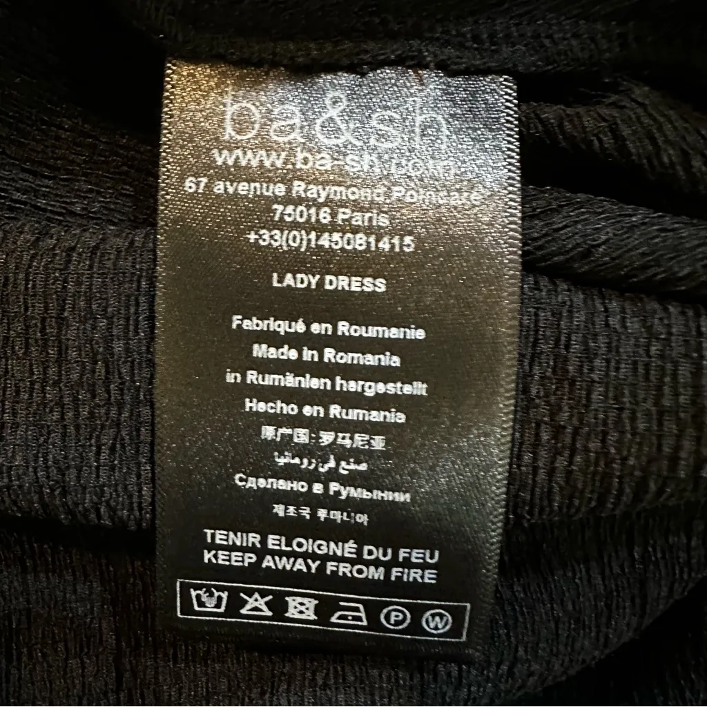 Ba&sh The Woody Black Puff Sleeve Square Neck Mini Dress Size Small - Image 15