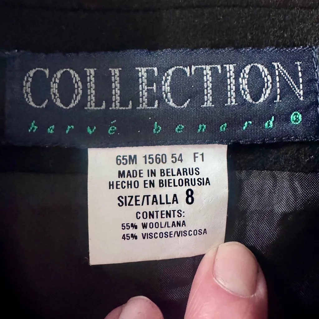 Vintage Harve Benard Sleeveless Wool Blend Mock Neck Zip Faux Leather Trim Dress - Image 7