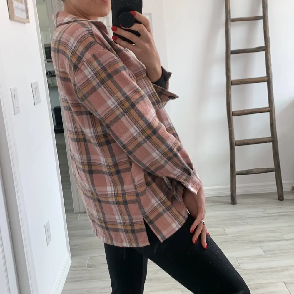 Salmon Pink Plaid Jacket Blazer Checked / Size S-XS - Image 3