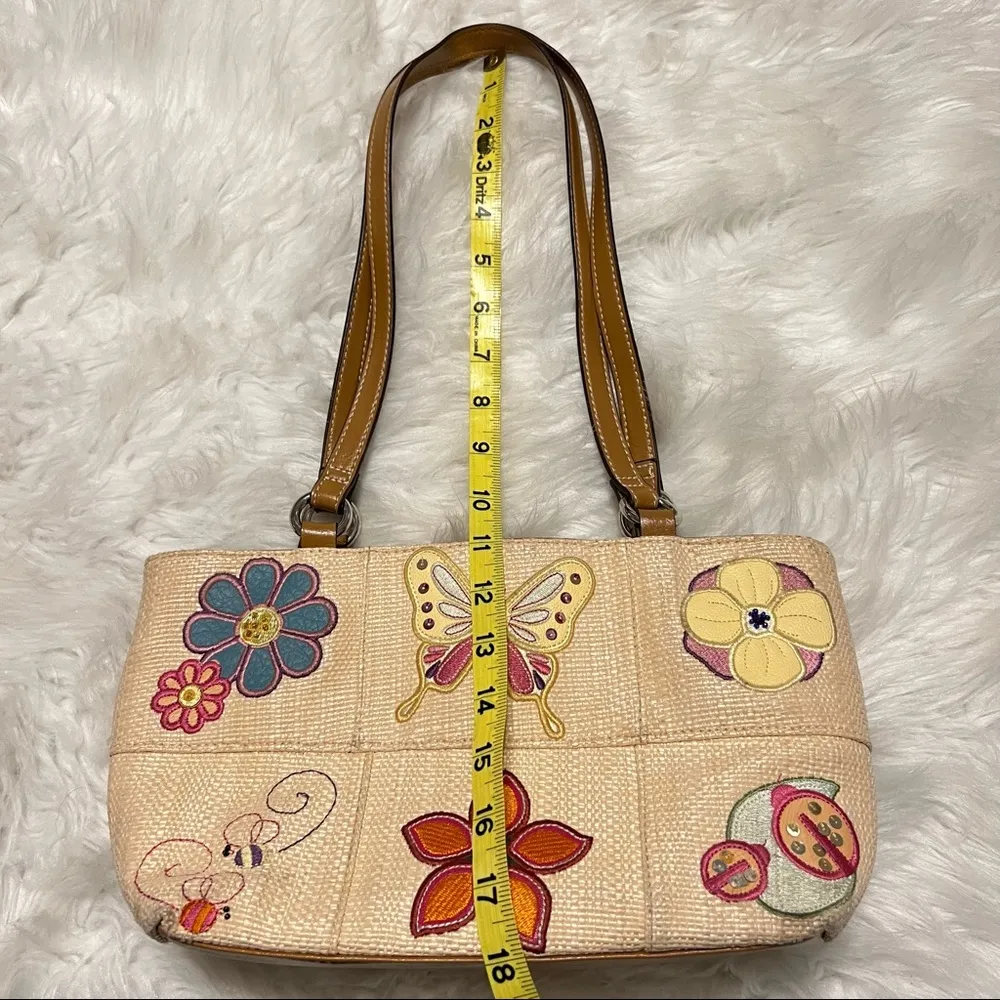 Rosetti woven style shoulder bag purse flowers butterfly bumblebee embroidery - Image 9