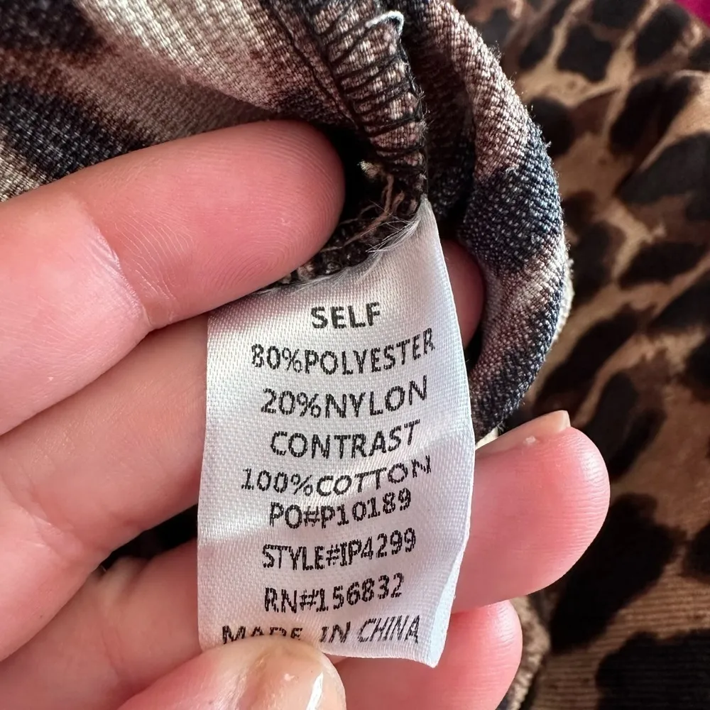 BiBi Leopard Print Distressed Zip Up Jacket Brown Size L - Image 7