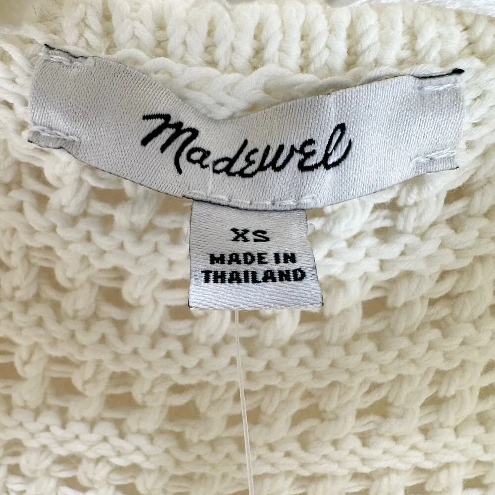 Madewell Crochet Knit Crewneck Sweater Tank Cotton Vest Bright Ivory XS NWT - Image 9